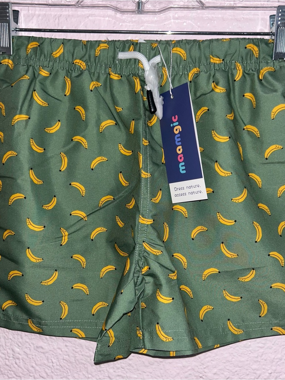 NEW Maamgic Green Banana Print Boyd 7 Swim Shorts